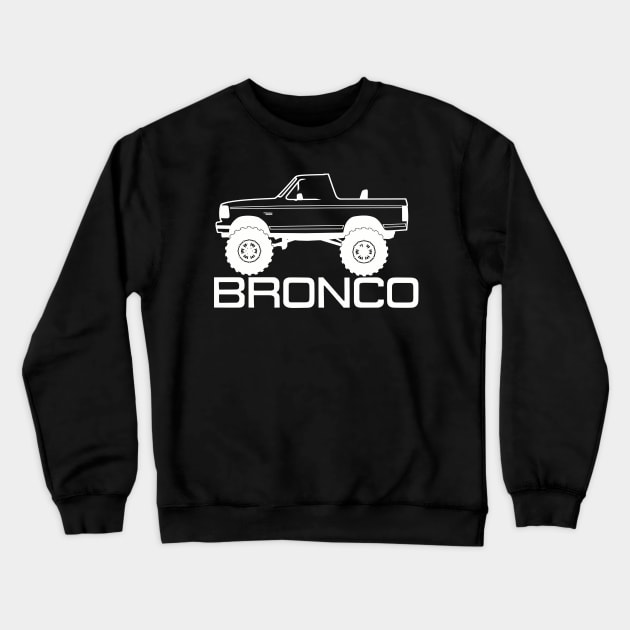 1992-1996 Ford Bronco Side Topless White Print Crewneck Sweatshirt by The OBS Apparel